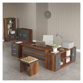 Resim L'occi Concept Diego Abcdef Ofis 6'lı Büro Masa Takımı Barok-Antrasit Gri 