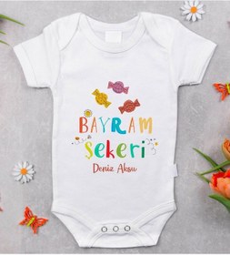 Resim Bitmeyenkartus Bk Kids Isimli Bayram Şekeri Tasarımlı Bebek Body Zıbın - Model 1 Beyaz 