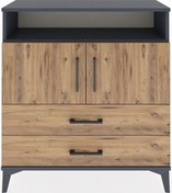 Resim Arges Şifonyer 3 Raflı 2 Çekmeceli 2 Kapaklı 88x30x96 Antrasi... Antrasit 