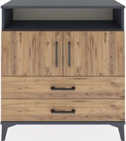 Resim Arges Şifonyer 3 Raflı 2 Çekmeceli 2 Kapaklı 88x30x96 Antrasi... Antrasit 