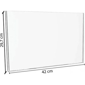 Resim Soylu Pleksi A3 U Tipi Yatay Föylük Broşürlük Şeffaf Pleksi - 5li Paket 