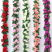 Resim 239.88 cm Yapay Gül Sarmalı 9 Yemyeşil Çiçekle - UV Dirençli, Çok Renkli Asılı Sarmaşık Çelenk Dış Mekan Bahçesi ve Ev Dekoru için, Yapay Dış Mekan Çiçekleri 
