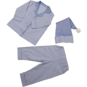 Resim moms and babies Çocuk Bebek Pijaması Nostaljik Çizgili Şapkalı Pijama 0-7 Yaş 