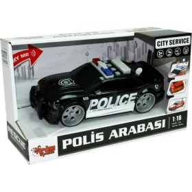 Resim Vardem 1:16 Sürtmeli Sesli Işıklı Polis Arabası-Siyah 