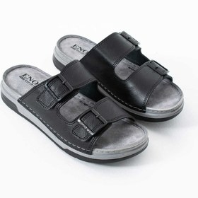 Resim ADIMİST Erkek Deri(SUNİ) Ortopedik Çift Monta Taban Ayarlı Dikişli Şık Ev Dışarı Terliği 