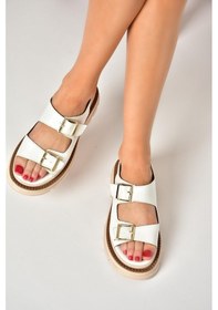 Resim Fox Shoess437302209 Beyaz Kalın Tabanlı Kadın Sandalet Beyaz 