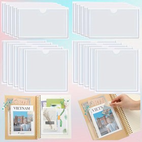 Resim 20 Adet Kendinden Yapışkanlı Planlayıcı Cebi - Defterler, Günlükler & Ofis Düzenlemesi için Şeffaf Vinil İndeks Kart Tutucular - Yatay & Dikey Stiller Mevcut 