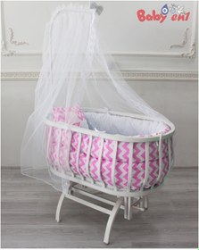 Resim Babyen1 Pembe Sepet Beşik Uyku Seti Anne Yanı %100 Organik Pamuk 