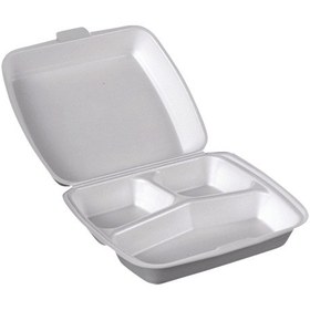 Resim Üç Gözlü Köpük Tabak Kapaklı 3 Gözlü Köpük Tabldot 100 Adet Beyaz 