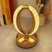 Resim 1 adet Modern Dokunmatik Kontrollü USB Masa Lambası, Ayarlanabilir Parlaklık - Altın Metalik Çerçeve, Kristal Gibi Tasarım, Şarj Edilebilir Lityum Pil, Yatak Odası ve Oturma Odası Dekoru İçin İdeal, Yatak Odası Aydınlatması | Modern Masa Lambası | Dokunmatik Kontrol Lambası, Masa Lambası 