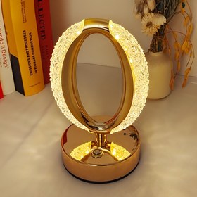 Resim 1 adet Modern Dokunmatik Kontrollü USB Masa Lambası, Ayarlanabilir Parlaklık - Altın Metalik Çerçeve, Kristal Gibi Tasarım, Şarj Edilebilir Lityum Pil, Yatak Odası ve Oturma Odası Dekoru İçin İdeal, Yatak Odası Aydınlatması | Modern Masa Lambası | Dokunmatik Kontrol Lambası, Masa Lambası 