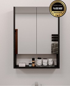 Resim Lotus Mdf 2 Kapaklı Aynalı Banyo Dolabı Lavabo Üstü Dolap Çok Amaçlı Banyo Dolabı Bendir 