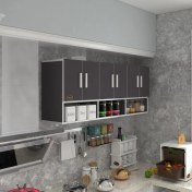 Resim Kenzlife hazır mutfak liberato gri 060*150*32 mutfak banyo dolabı kapaklı raflı 