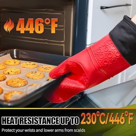 Resim 2 Adet Silikon Yanmaz Yapışmaz Isı Yalıtımlı Mutfak Fırın Eldiveni Kırmızı 