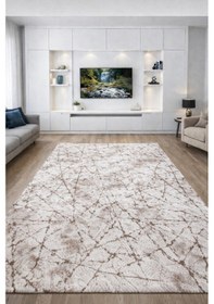 Resim Sarar 6 M² Lastiksiz Halı Örtüsü Zikzaklı Desen Kahverengi 