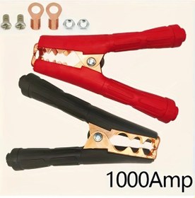 Resim Xuweiwei Set Of Two 1000amp Izoleli Akü Pensleri Siyah Ve Kırmızı Saf Bakır Araç Kampanaları 