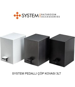 Resim System Banyo Aksesuarları Pedallı Kare Çöp Kovası 3 Lt Altın Saten 262x245x180 mm 