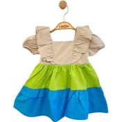 Resim Kız Bebek Fırfırlı Dokuma Elbise-13891 Çok Renkli 