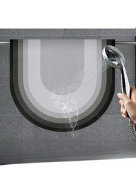 Resim Mainshop 2 Adet Oval Sihirli Su Emici Banyo Paspası Kaymaz Tabanlı Ayak Paspası 38x58 Cm M-60 Çok Renkli 