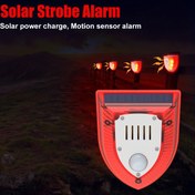 Resim Güneş Enerjili Güvenlik Alarm Işıkları | 129dB Sesler & Havlama Sesi & Işık Stroboskopu | Hareket Sensörü, Şarj Edilebilir Lityum Pil, RUOCIN Markası, Dış Mekan Çiftlik Ahırı, Villa Bahçesi 