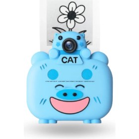 Resim Büro Ev Ofis Hediyesi Için Ekranlı Mono Yazıcılı Mini Mavi Fotoğraf Makinesi 