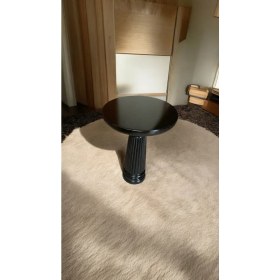 Resim Wooden Ahşap Tekli Mantar Yan Sehpa Modern Siyah Renk Fiskos 