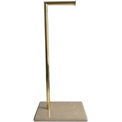 Resim BMK MERMER Kuvars Tuvalet Kağıtlığı, Tuvalet Kağıtlığı (BEJ-GOLD KAPLAMA) : 20 X 28 Cm - H:60 Cm 