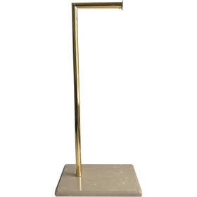 Resim BMK MERMER Kuvars Tuvalet Kağıtlığı, Tuvalet Kağıtlığı (BEJ-GOLD KAPLAMA) : 20 X 28 Cm - H:60 Cm 
