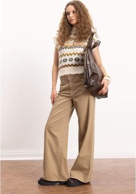 Resim DeFacto Coool Gabardin Pantolon Wide Leg Yüksek Bel Geniş Bol Paça E1794AX24WNBG633 