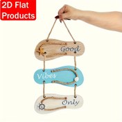 Resim 2D Düz - 1 adet Rustik Ahşap Plaj Sandalet Duvar Dekoru İle İplik - Denizcilik Tarzı Asılı İşaret, Kabuk Detayları ile Yağışlı Görünüm, Ev ve Tatil Kiralama için İdeal, Sahil Ev Dekoru 