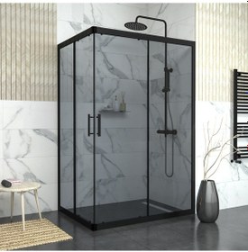 Resim Tekno Duş Black Rigel 6mm Füme Cam Dikdörtgen Duşakabin Füme 