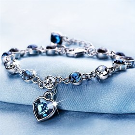 Resim Stunning Heart Of Ocean Rhinestone Bileklik Kızlar İçin - Trendy Ve Zarif Takı, Hediye için İdeal Seçim 