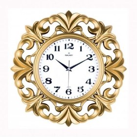 Resim Universal DUVAR SAATİ ALTIN SARISI ÇERÇEVE ÇAP:39.5CMX 19.5CM AKRİLİK BOYALI ABS KASA MİNERAL CAM SESSİZ AKAR 