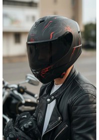 Resim Gıvı 50.x Arachno Mat / 1 Renkli 1 Şeffaf Vizörlü Motosiklet Kask Siyah Vizör + Şeffaf 