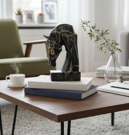 Resim Dekoratif Kitap Tutucu Kübit At Figürlü Biblo Siyah Gold E skitme 