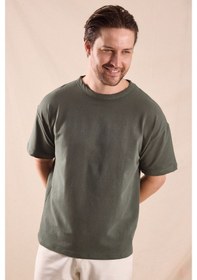 Resim Tonny Black Rahat Kalıp Oversize Kesim T-shirt Erkek Haki T-shirt Tbtshrt020 