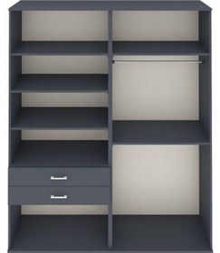 Resim Hyperion Gardrop 6 Raflı 2 Çekmeceli 2 Askılı 176x44x221 Antrasit-antrasit Beyaz 