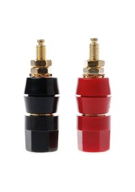 Resim 4mm Banana Soket Terminal Çifti Kırmızı Siyah Hexagon Konnektör Hoparlör Güç Kaynağı Amflikatör 