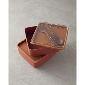 Resim Mezaluna Plastik 2 Katlı Lunch Box 720 ml +720 ml Turuncu 