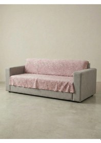 Resim Sofline Kaymaz Tabanlı Tay Tüyü Çekyat, Koltuk, Kanepe Örtüsü 175x210cm Pudra 