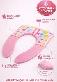 Resim FeyzaDesign Pembe Katlanabilir Çocuk Klozet Adaptörü, Taşınabilir ve Kaymaz Tasarım 