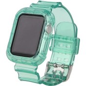 Resim Bileklik Buzul Şeffaf Bileklik 2345. Nesil S8 Entegre S10 Bilekliği 40/41 Mm Tek Parça Kayış Şeffaf Çam İğnesi Yeşili 