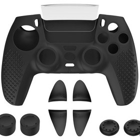 Resim Ps5 Oyun Denetleyicisi İçin Joystick Kapağı Silikon Koruyucu Kapak Kiti Toz Geçirmez Kılıf Siyah Puantiyeli 