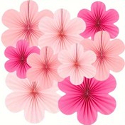 Resim 9 Adet Pembe Çiçek Kağıt Yelpaze Dekorasyon Doğum Günü Çiçek Kağıt Yelpaze Dekorasyon Parti Dekorasyonu Düğün Dekorasyonu Pembe Çiçek Kağıt Yelpaze Parti Pembe Kağıt Çiçek Topu Dekorasyon Kağıt Yelpaze Dekorasyon 