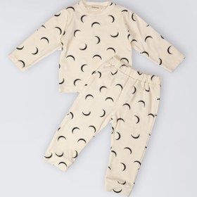 Resim babynup Minimal Siyah Ay Desenli Bebek Pijama Takımı 