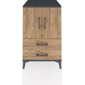 Resim Kronos Komodin 2 Raflı 2 Çekmeceli 2 Kapaklı 60X59X96 Antrasit-Çam 
