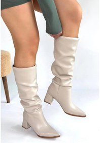 Resim Piyat Ten Cilt Topuklu Çizme Çok Renkli 