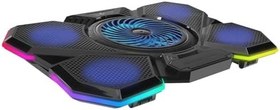 Resim Lunatic BELLA Siyah 5 Fan 2 USB RGB Işıklı 15-17 Yüksek Performans Profesyonel Notebook Soğutucu Stand 