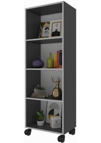 Resim Kenzlife Kitaplık Beril 148 060 020 Gri Tekerlekli Mutfak Dolabı Banyo Ofis Ayakkabılık Kiler 