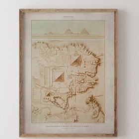 Resim epiqart Giza Piramitleri Topografik Haritası - Ahşap Desenli Çerçeve 